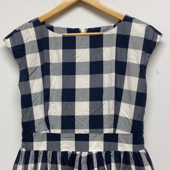 LAURA ASHLEY Cotton Blue White Picnic Check Fit and Flare Midi Dress - Picture 7 of 12